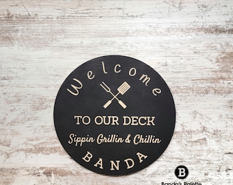 Deck Sign, Backyard Sign, Personalized Sign, Custom, Fathers Day, Dad Gift, Custom Carved, Cabin Decor, Unique gift