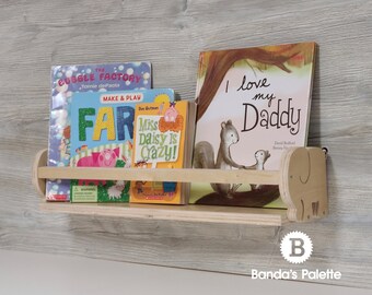 Personalized Bookshelf, Nursery Bookshelf, Baby Elephant, Bookshelf, Christmas, Nursery, Toddler, Gift, Montessori, Shelf, Organize, Library