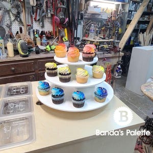 3-poziomowy uchwyt na babeczki, przyjęcia urodzinowe, wesela, baby shower, wózek ze przekąskami, bar deserowy, przyjęcia świąteczne, mieści 30-40 babeczek