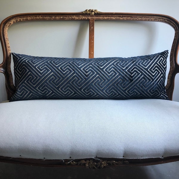 Blue Velvet Lumbar Pillow Etsy