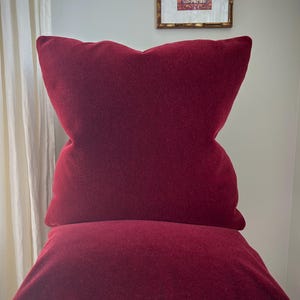 Mohair wool velvet ruby red pillow cover 20x20