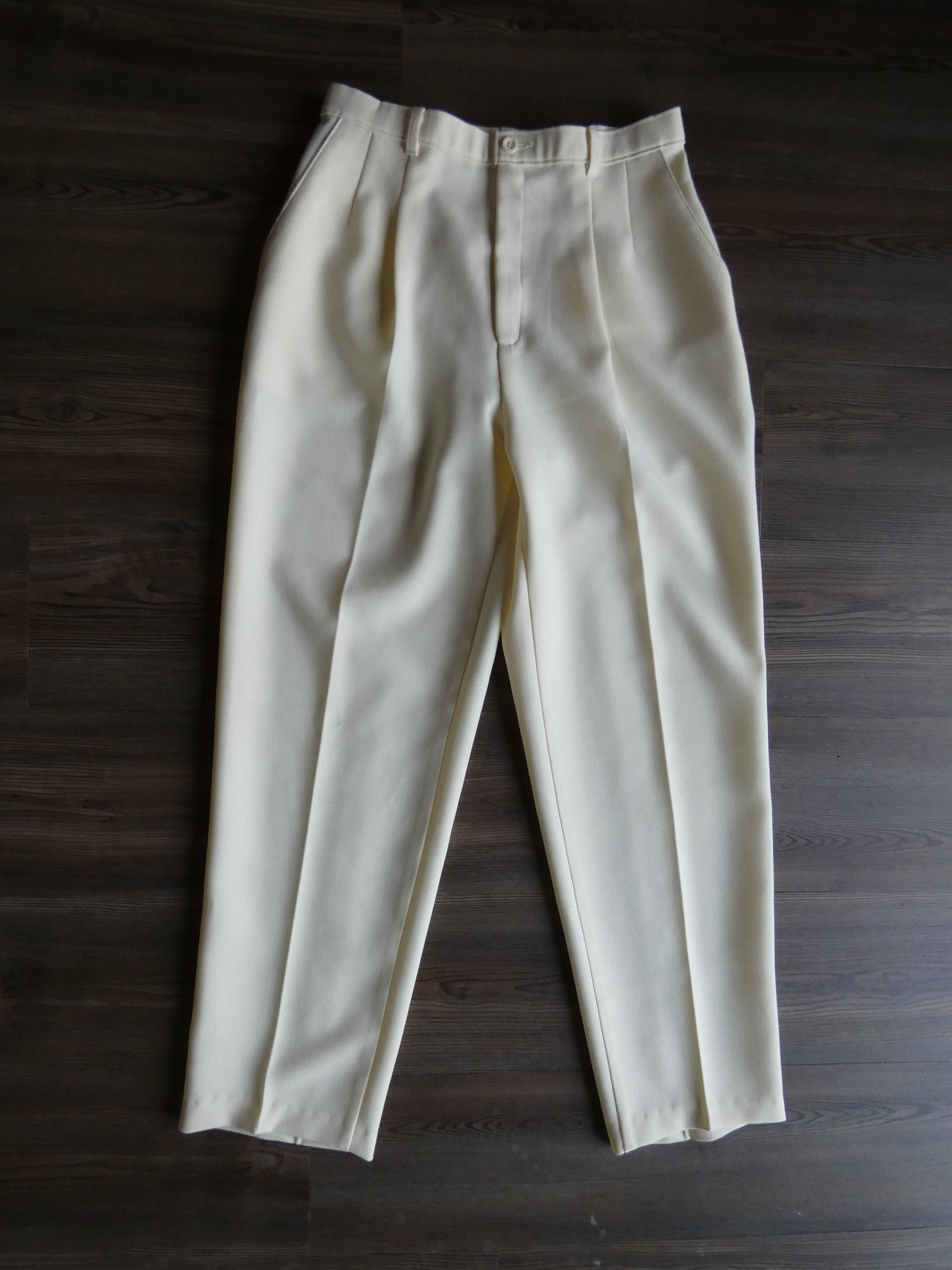 80s Ladies Trousers, Levi's Bend Over Ivory Slacks, High Waisted