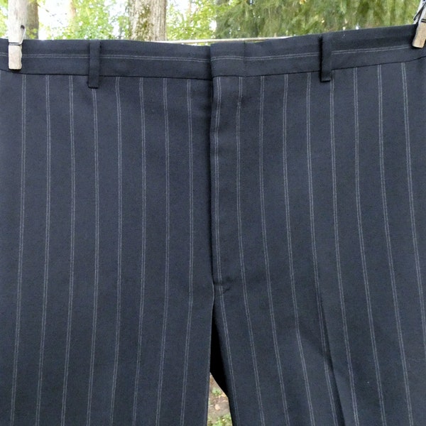 60s 70s men's trousers, black pinstripes,  Hall-Prest