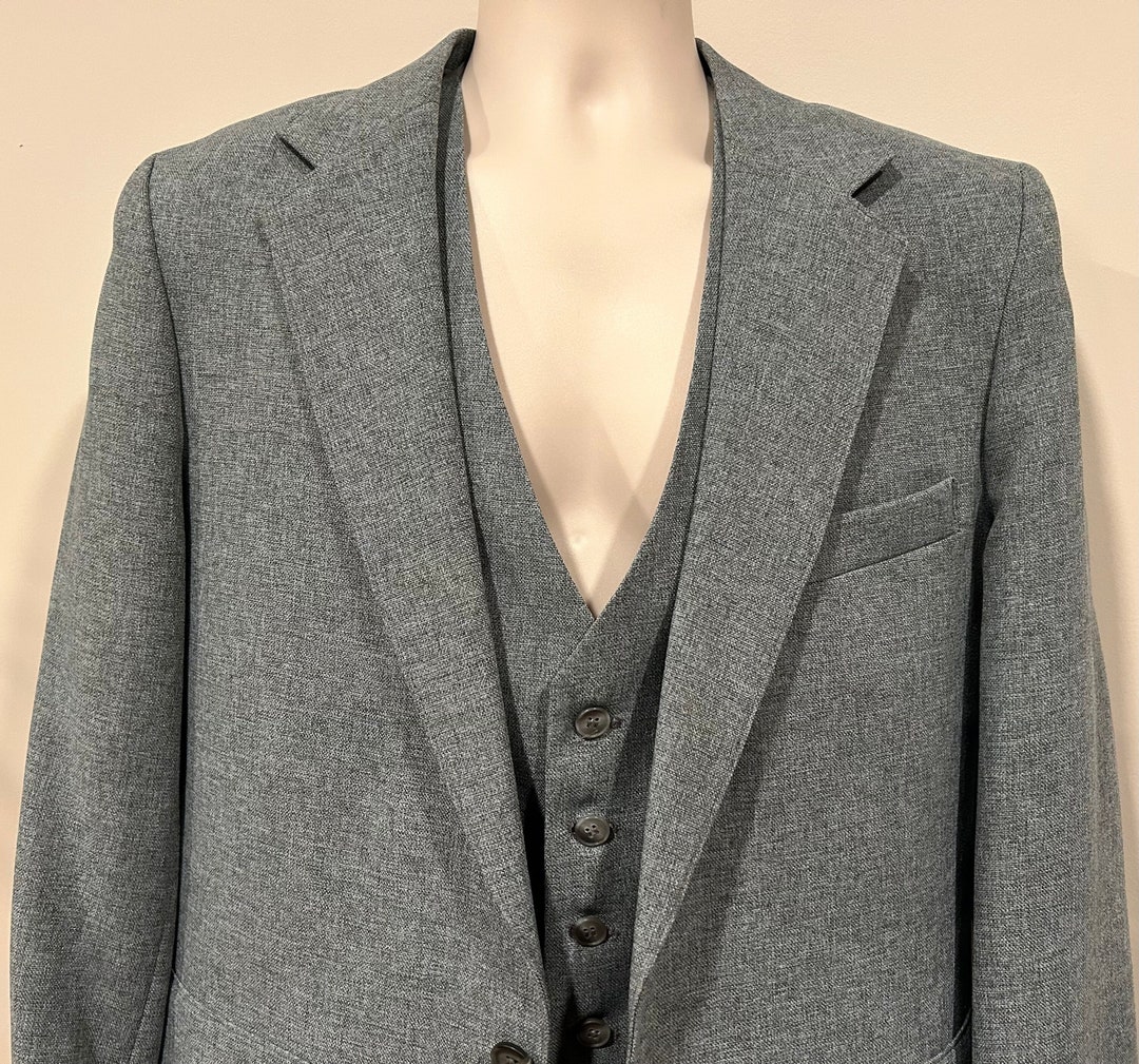 80s Men's Levi Action Suit Business Class, 2pc Gray Jacket and