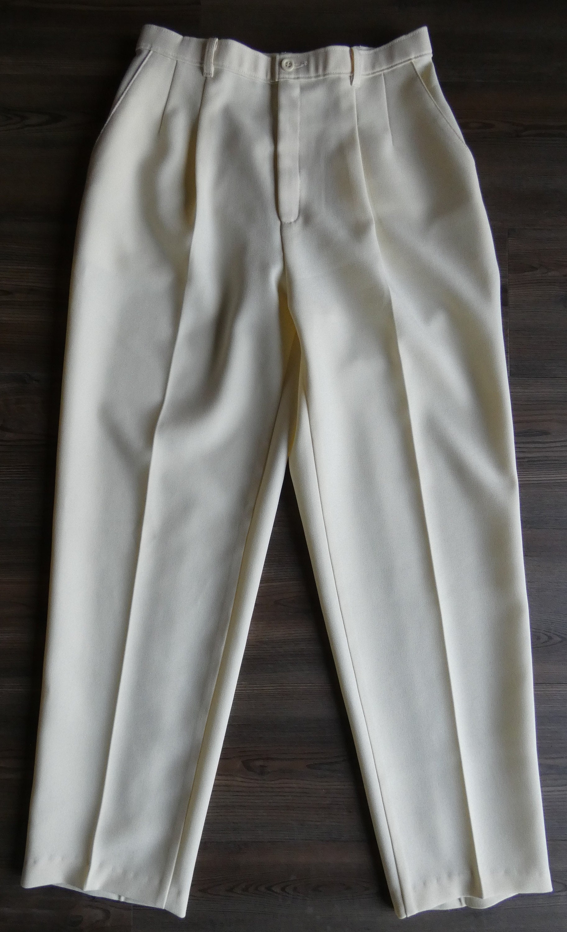 80s Ladies Trousers, Levi's Bend Over Ivory Slacks, High Waisted