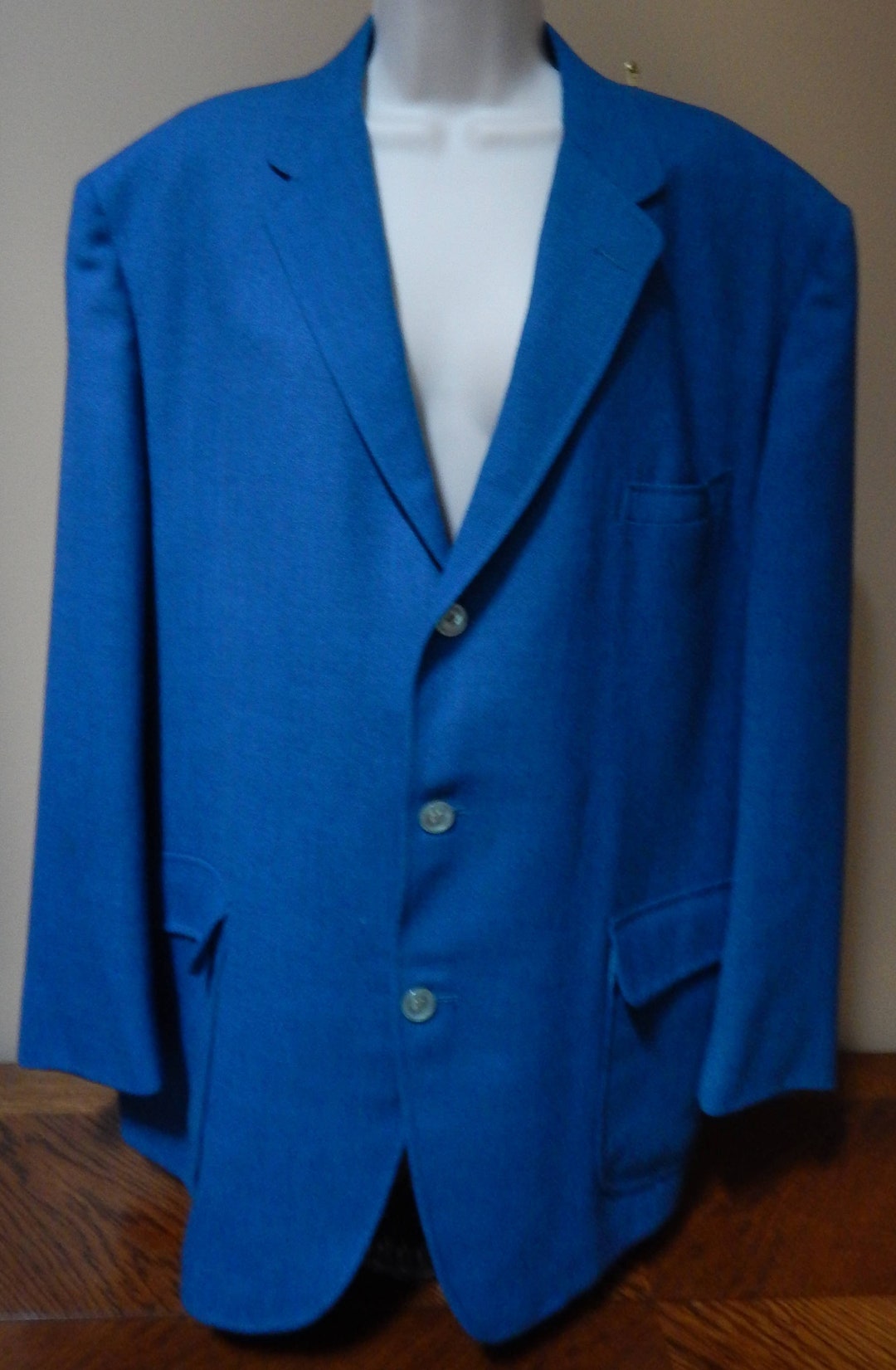 80s Ladies Blazer, Solid Teal Blue With Patterned Lining, Lined