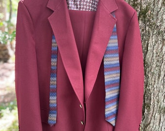 80s burgundy men's suit, Botany 500, burgundy blazer, dress pants, maroon blazer, maroon suit, free flame stitch tie