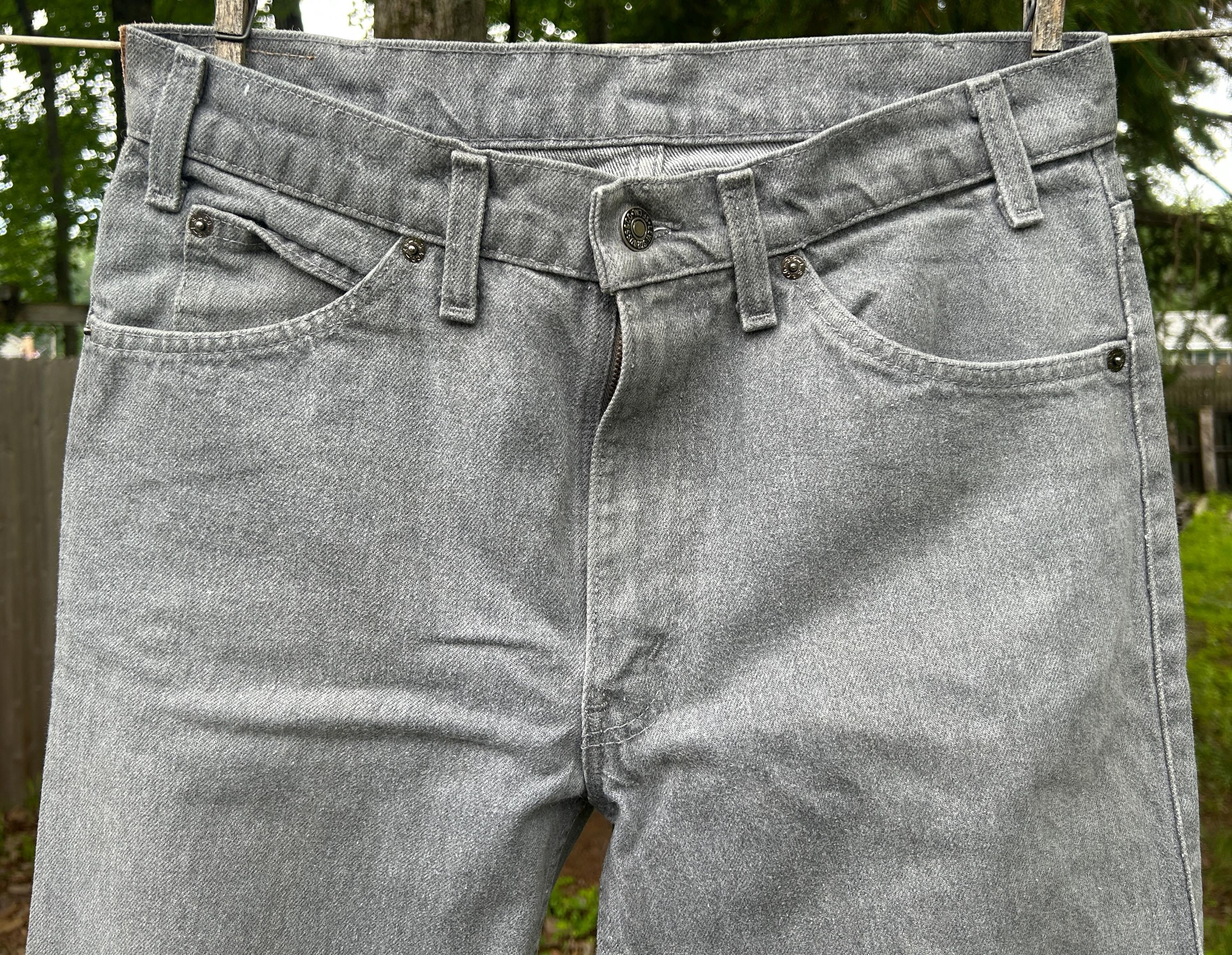 80s Levi's for Men Two-horse Brand Jeans, 549, Gray, Leather Tab +