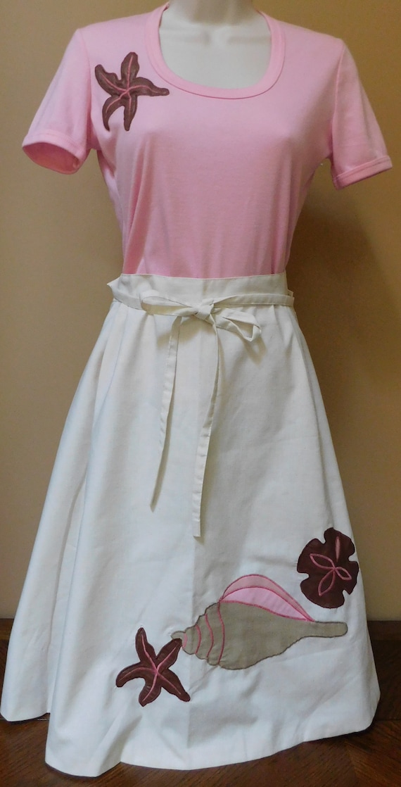 80s wrap skirt set, Frog Pond, seashell skirt, sea
