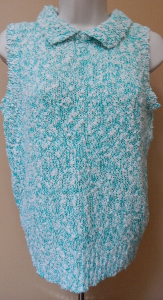 80s ladies sweater vest, seafoam green, Yarnworks - image 3