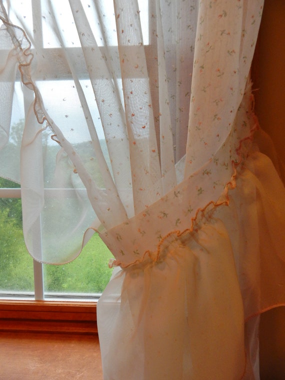 45l Sheer Ruffled Priscilla Curtains Sun Faded Pink Etsy