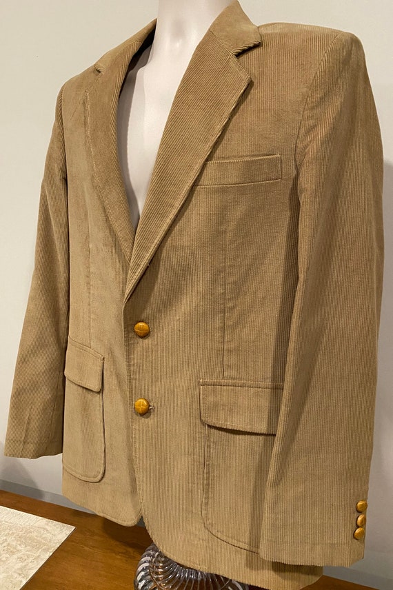 80s men's corduroy tan blazer, Haggar, JCPenney, c