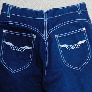80s PS Gitano jeans, high waist, dark indigo blue with white stitching