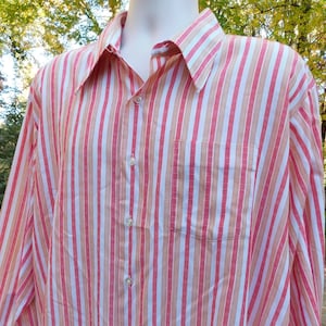 70s Manhattan Durabrite Torque men&#39;s shirt, striped button-down shirt, big collar