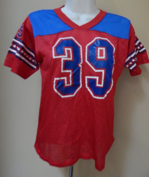 80s Youth Football Jersey Red and Blue 