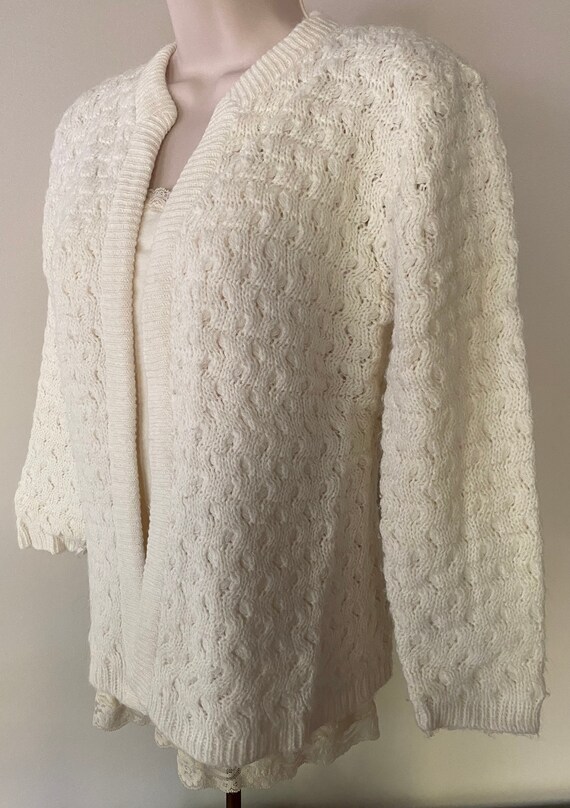 50s 60s ivory cardigan, Americana Knitting Mills … - image 6