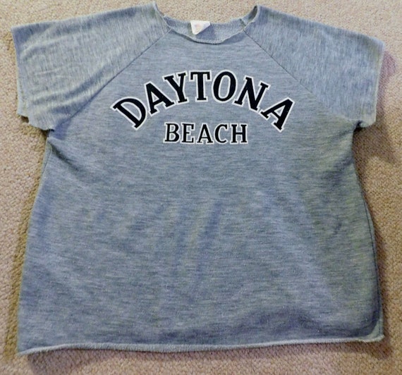 80s Daytona Beach sweatshirt, gray with raised le… - image 2