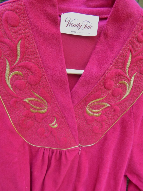 Vanity Fair plush robe, 80s robe, magenta, pink, … - image 9