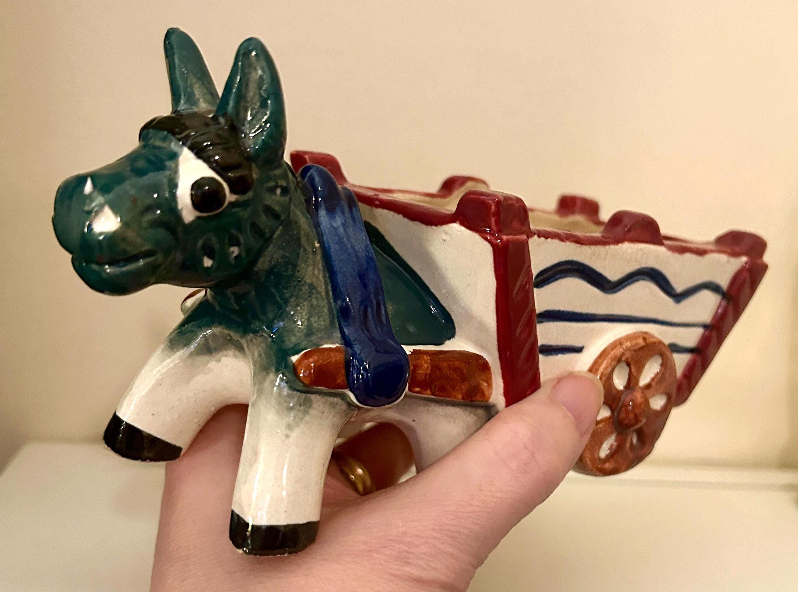 ヴィンテージ陶器1950年ドンキー小物入れプランターバンドペイントスペイン Vintage Donkey Cart Planter. 1950's - Etsy