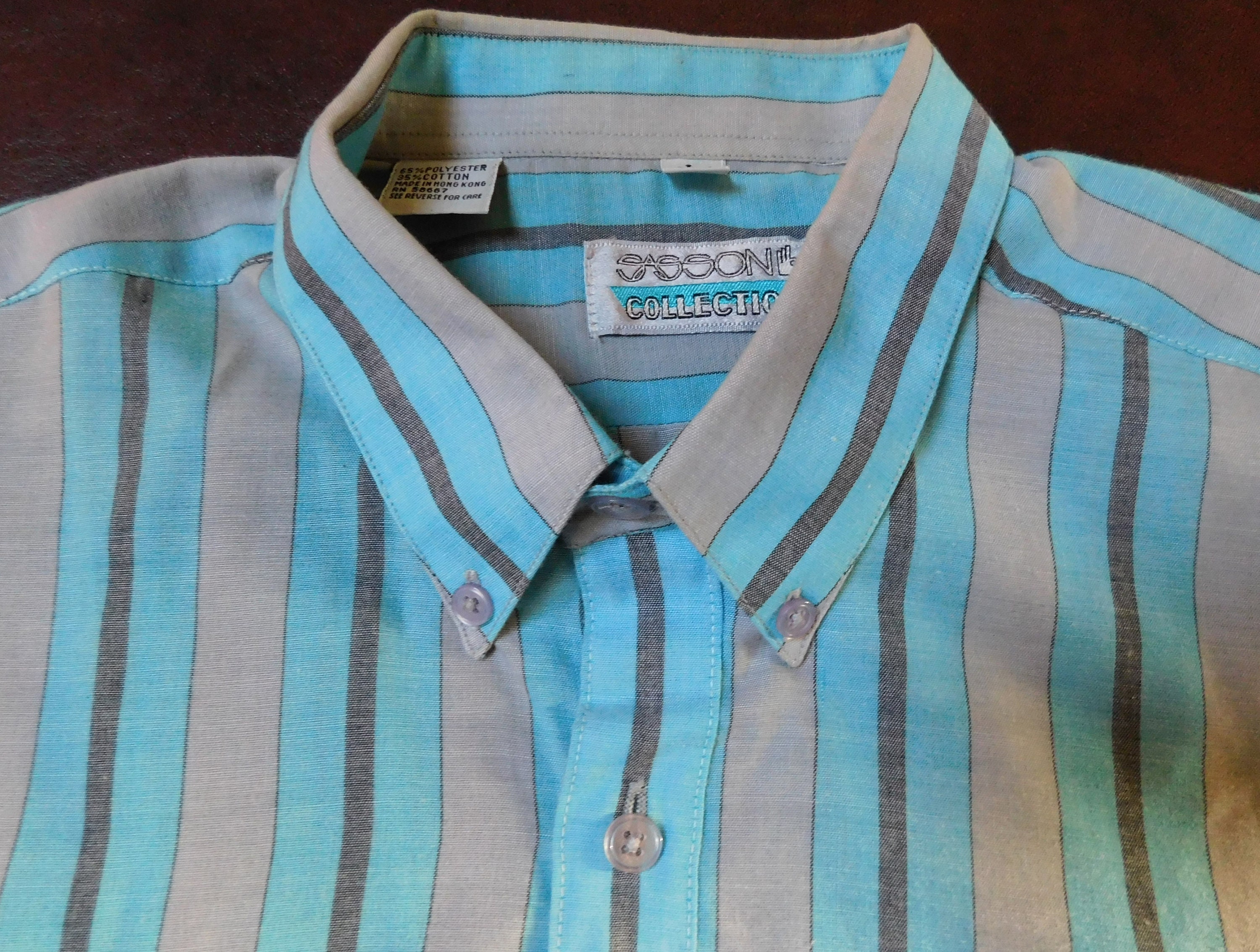 80s Men's Striped Shirt Sasson Collection Oxford Button - Etsy UK