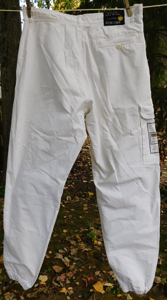 80s men's white cargo pants, Bugle Boy, Ocean Lea… - image 3