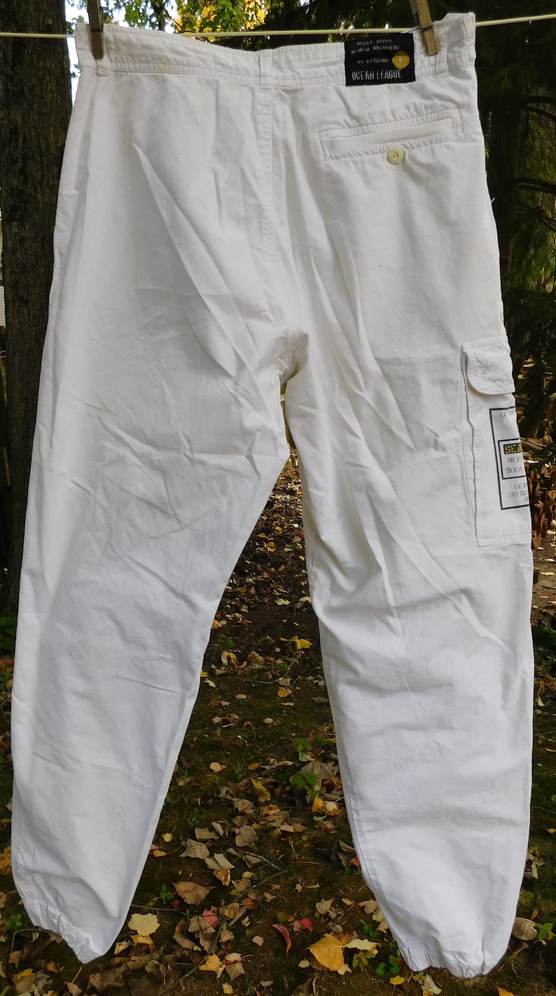 80s Bugle Boy white cargo pants Ocean League Equipment Etsy.de