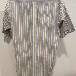 70s men's oxford shirt, half sleeve, Manhattan DQ Originals, striped, big collar image 8