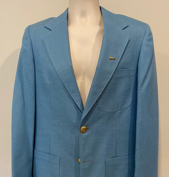 80s Le Tigre sport coat, men's blazer, light blue,