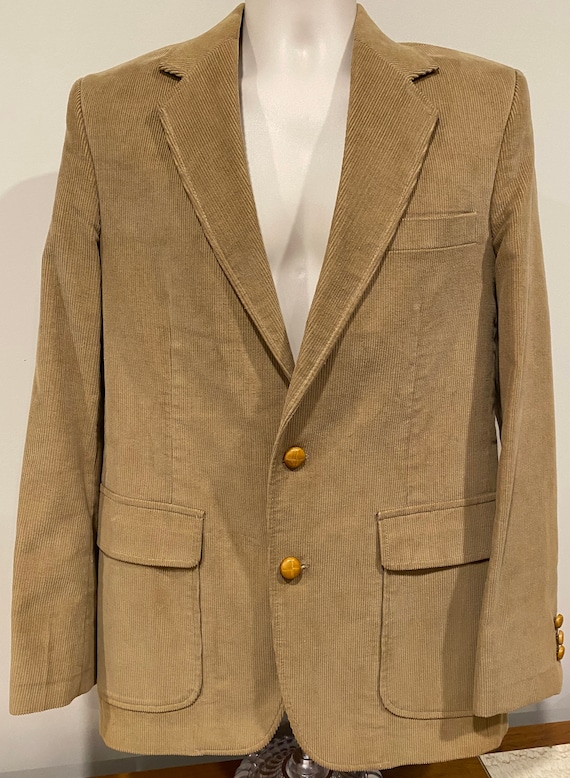 80s men's corduroy tan blazer, Haggar, JCPenney, corduroy sport coat, corduroy jacket, 38"