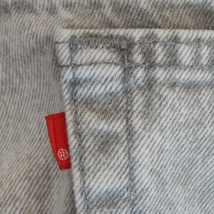 80s men's 506 Levi jeans, R only red tab, light gray, 1988