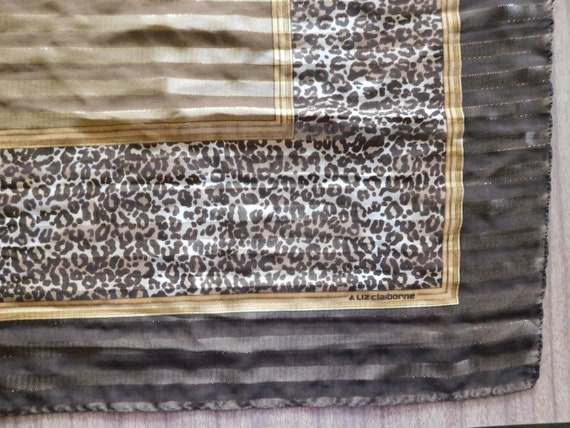 90s Liz Claiborne scarf,  leopard print, brown to… - image 7
