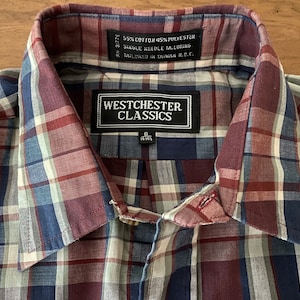80s men&#39;s plaid button down shirt, Westchester Classics, long sleeves