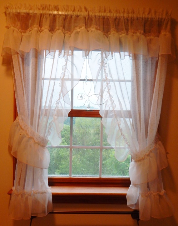 45l Sheer Ruffled Priscilla Curtains Sun Faded Pink Etsy
