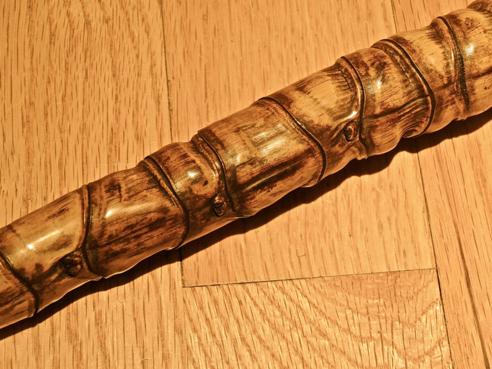 Brown Bamboo Walking Stick with Gem Etsy