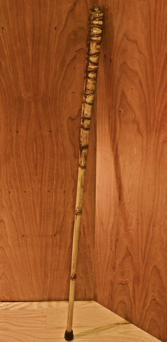 Brown Bamboo Walking Stick with Gem Etsy