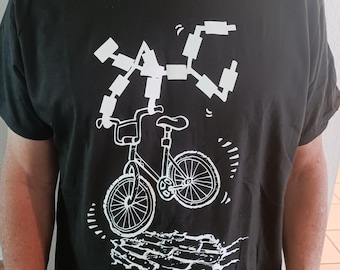 Camiseta BMX Robot – Arte original de John Sweeney / Camiseta con gráficos llamativos para riders y creadores
