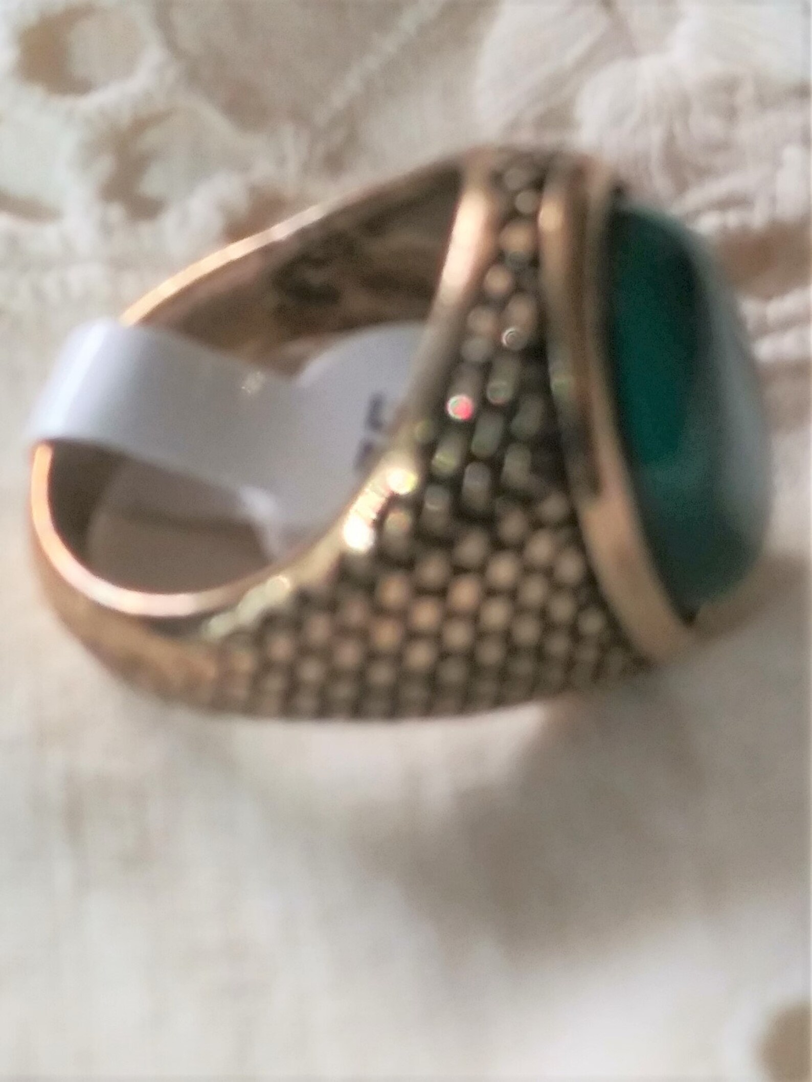 Women's Emerald Green Ring Bronze Color Band Size 9 Etsy