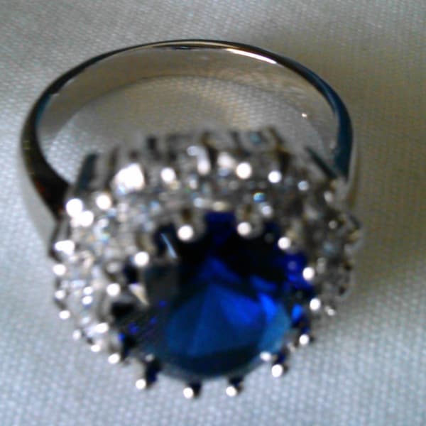 Princess Diana Replica Ring Size 8 Royal Engagement Alloy Rhinestones Formal Wear