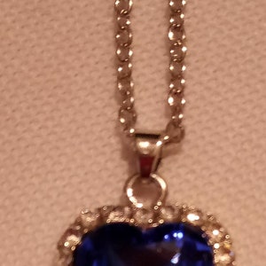 Pendant Necklace Heart of the Ocean Silver Color Chain Handmade Women&#39;s 18 Inches Engagement Gifts For He Mothers Day