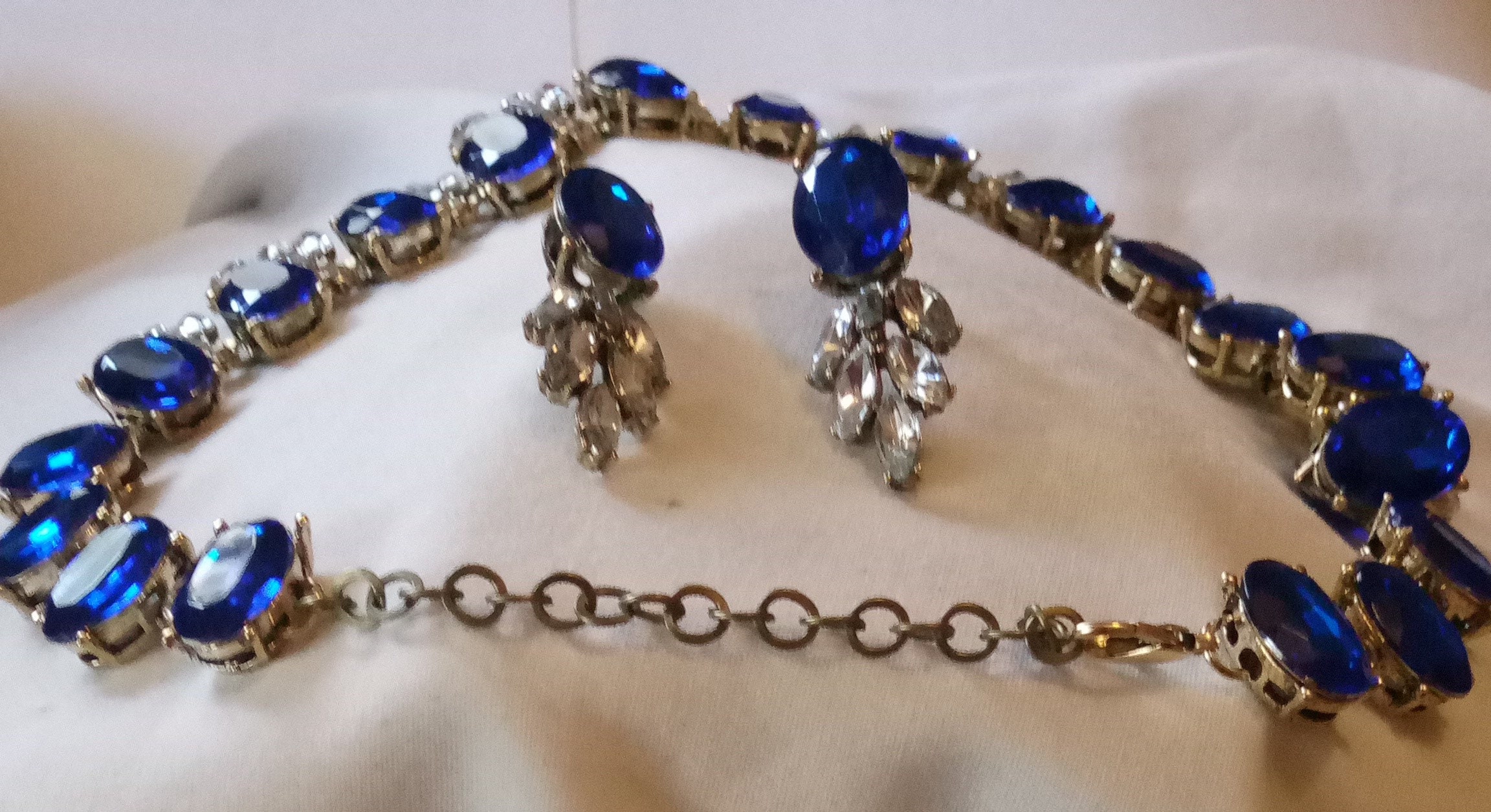 Set Di Collana E Orecchini Di Gioielli Da Sposa Blu, Set Di Collana E Orecchini Di Strass Di Cristallo Blu, Accessori Di Gioielli Da Sposa Blu - Italia - Foto 5