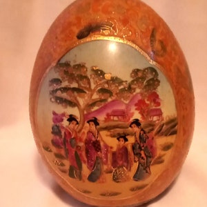 Japanese Decorative Egg Geisha Women Hand Painted Ceramic Collectibles Home Decor