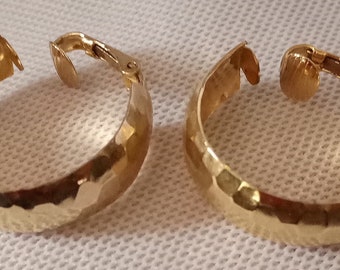 Hoop Earrings Clip On Gold Color Vintage Women's Girls