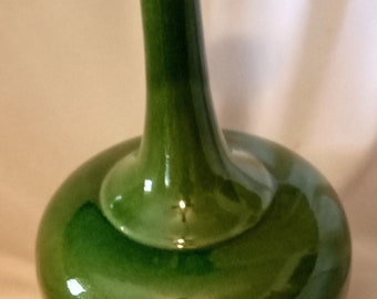 Pottery Barn Vase Tall Long Neck Green Crackle Finish 12 X 25 Decorative Collectible