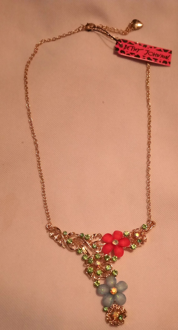 Betsy Johnson Necklace Beautiful Flower Design Si… - image 1