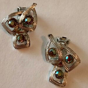 Boucles d&#39;oreilles aurore boréale à clip avec strass vintage femmes filles