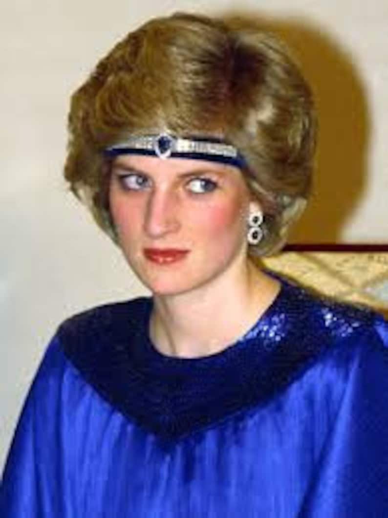 Princess Diana Earrings Diamond Sapphire Replica Pierced Ears. 3 Inches ...
