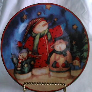 Holiday Plate Frosty Floral Decorative Collectible 8 Inches Wide Colorful Vintage Home Decor