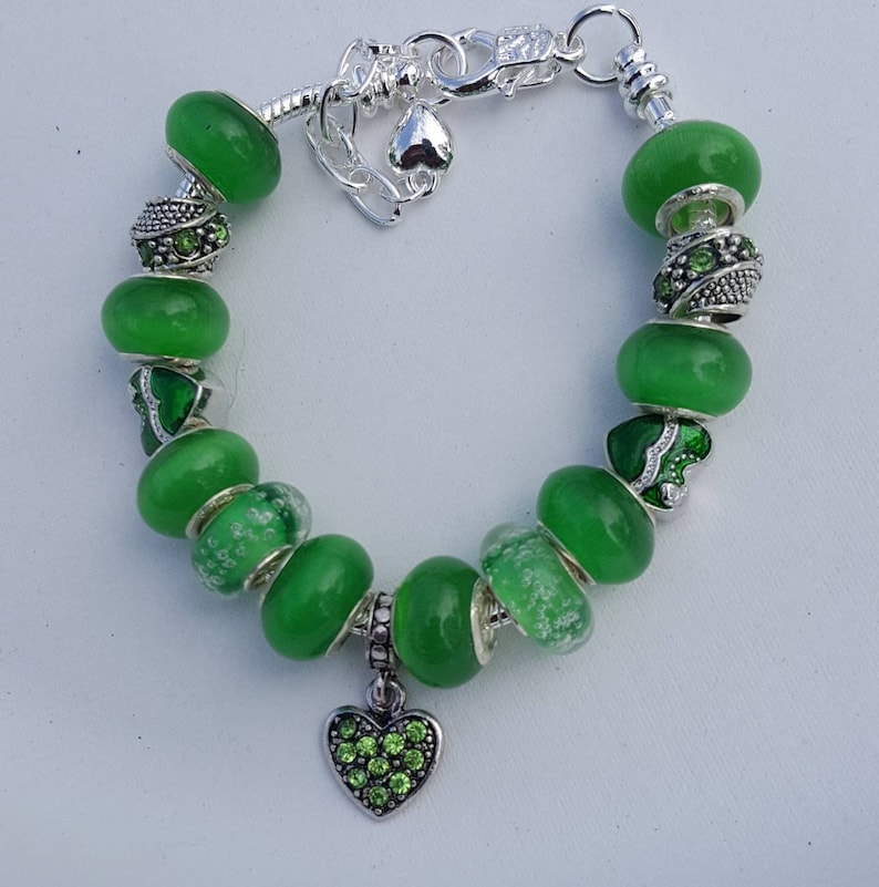 Green Hearts European Style Women Teens Wrist Bling Charm Bracelet