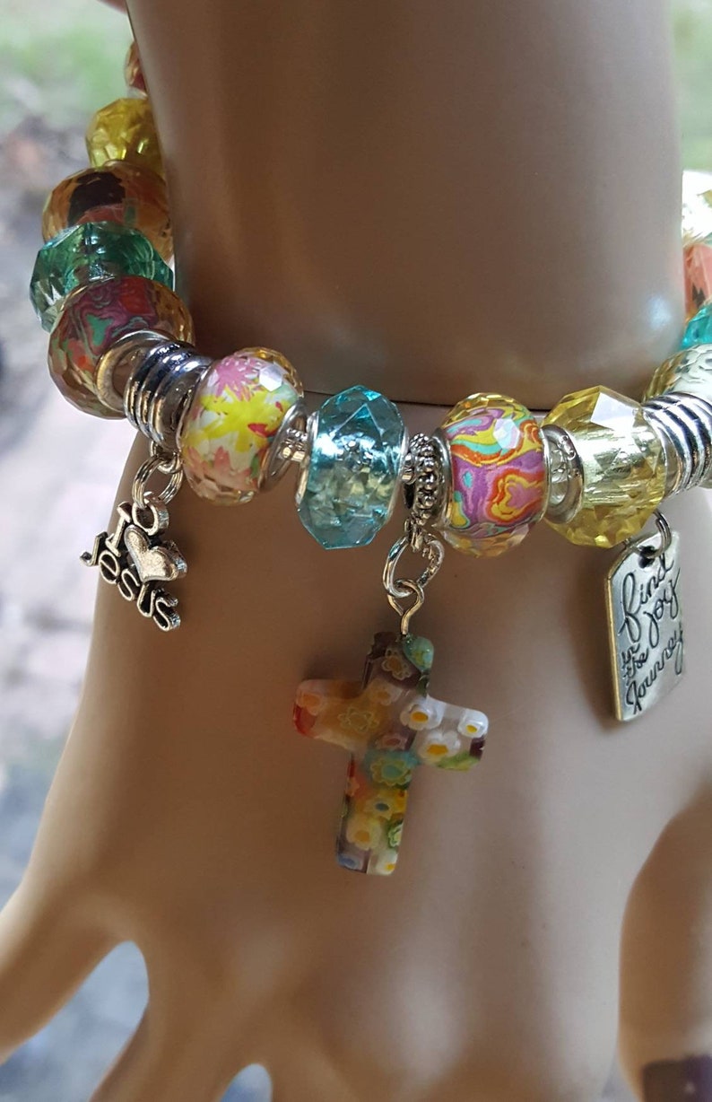 Find Joy In The Journey Flower Cross Bracelet For Women