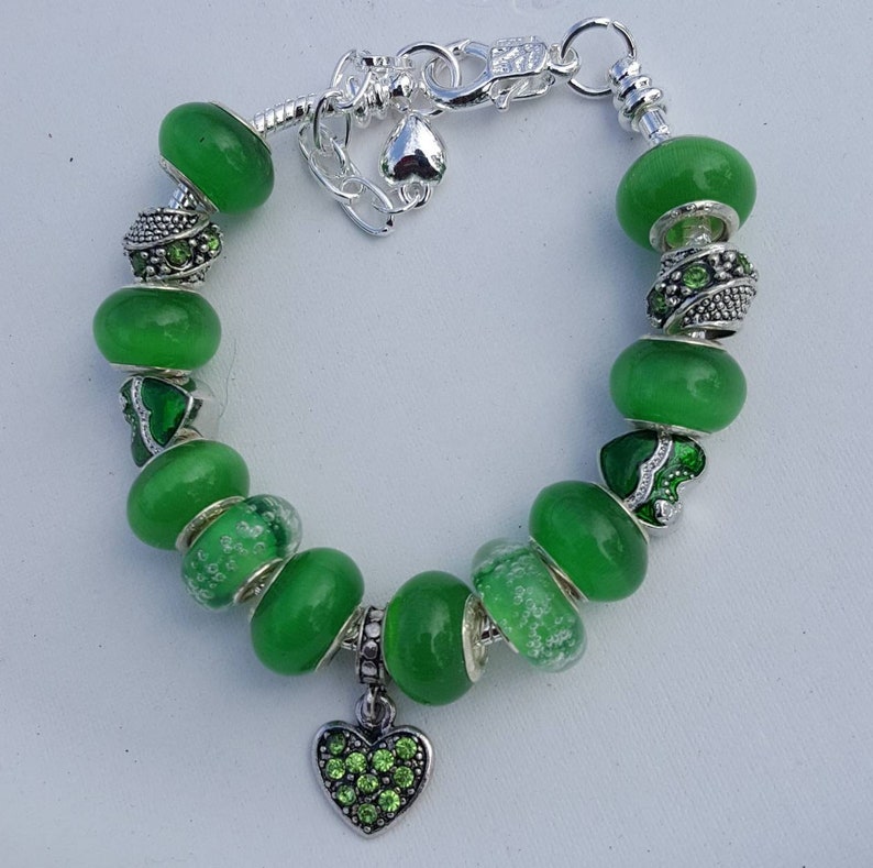 Green Hearts European Style Women Teens Wrist Bling Charm Bracelet